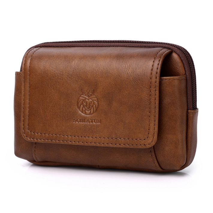 Sac Ceinture Homme en Cuir, Compact avec Fermeture à Bouton