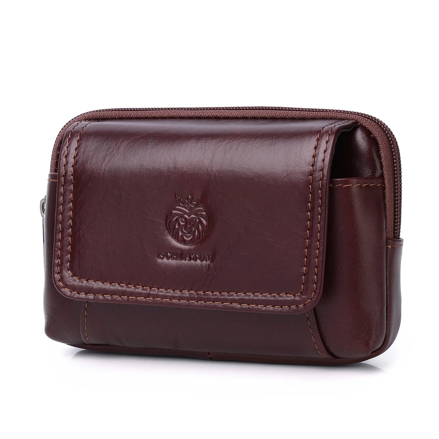 Sac Ceinture Homme en Cuir, Compact avec Fermeture à Bouton