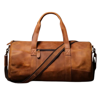Sac Cuir de Voyage Homme Marron - Sac Week-end Cylindrique