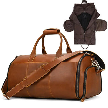 Sac de Voyage Costume Homme Marron Foncé - Sac Cuir Cylindrique