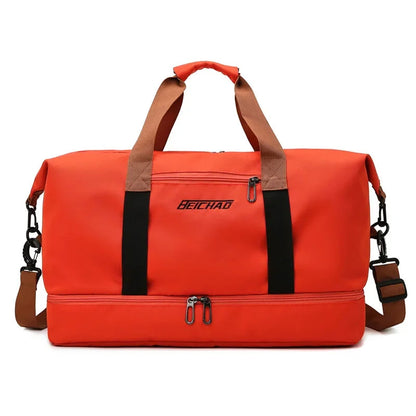 Sac de Voyage en Tissu Camel Homme - Sac Week-end Multipoche