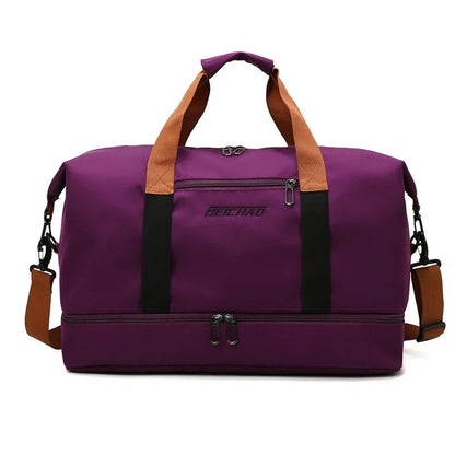 Sac de Voyage en Tissu Camel Homme - Sac Week-end Multipoche