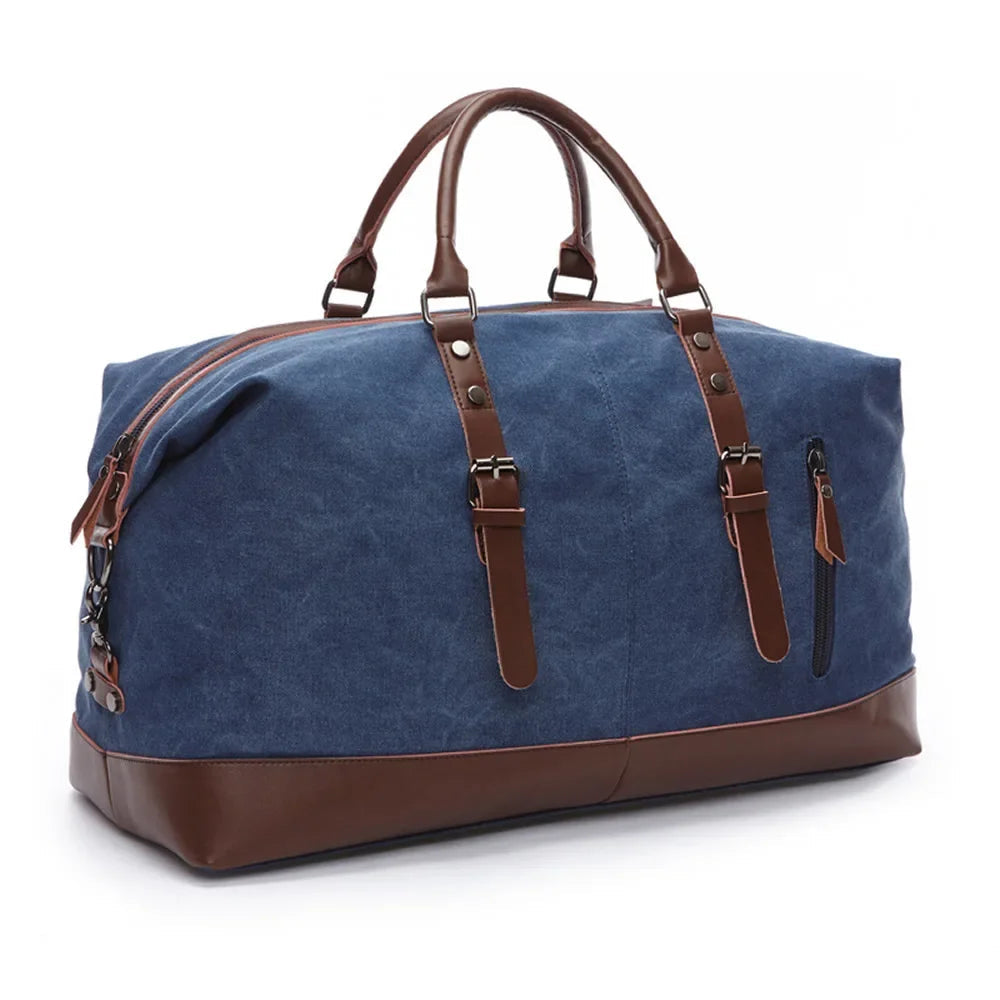 Sac de Voyage en Toile Marron Homme - Sac Week-end Vintage