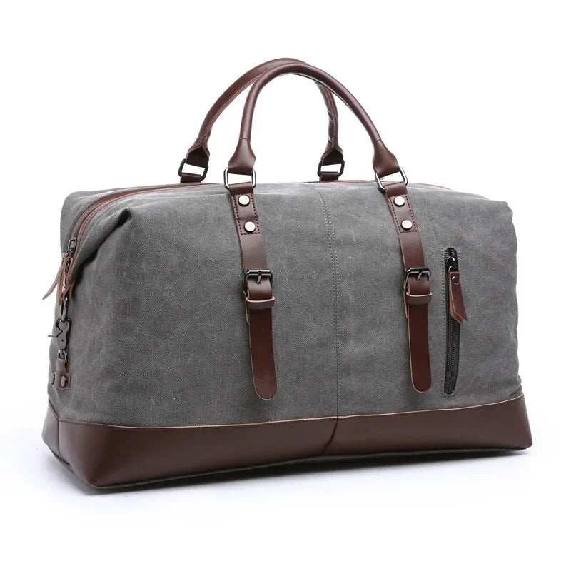 Sac de Voyage en Toile Marron Homme - Sac Week-end Vintage