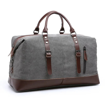 Sac de Voyage en Toile Marron Homme - Sac Week-end Vintage