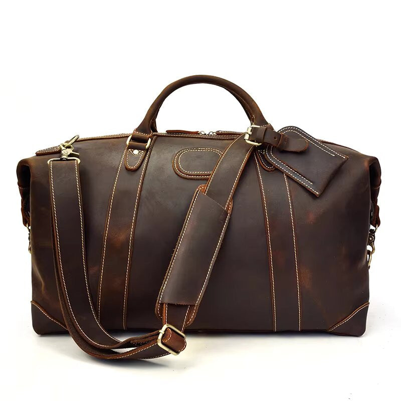 Sac de Voyage Homme en Cuir Marron - Sac Week-end Vintage