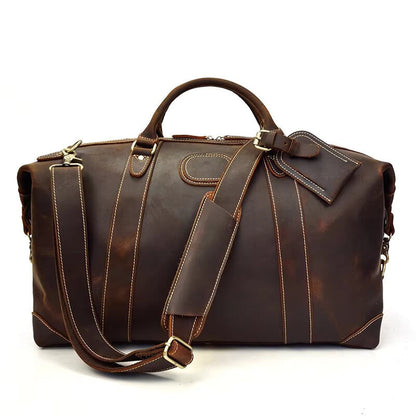 Sac de Voyage Homme en Cuir Marron - Sac Week-end Vintage