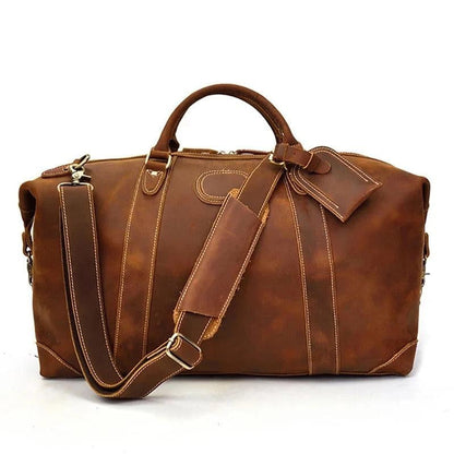 Sac de Voyage Homme en Cuir Marron - Sac Week-end Vintage