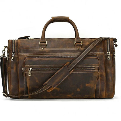 Sac de Voyage Homme Cuir Rectangulaire - Sac Multi-Poches
