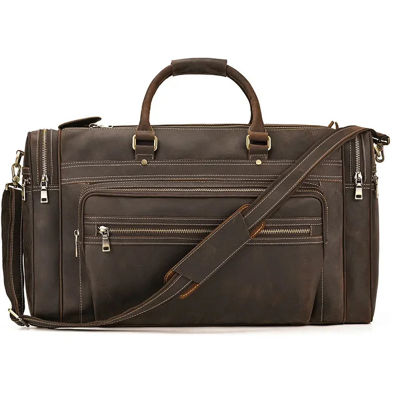 Sac de Voyage Homme Cuir Rectangulaire - Sac Multi-Poches