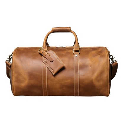 Sac de Voyage Homme en Cuir Marron - Sac Week-end Vintage