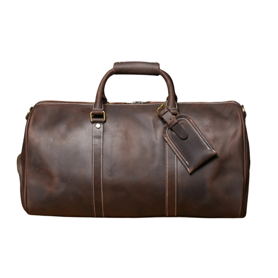 Sac de Voyage Homme en Cuir Marron - Sac Week-end Vintage