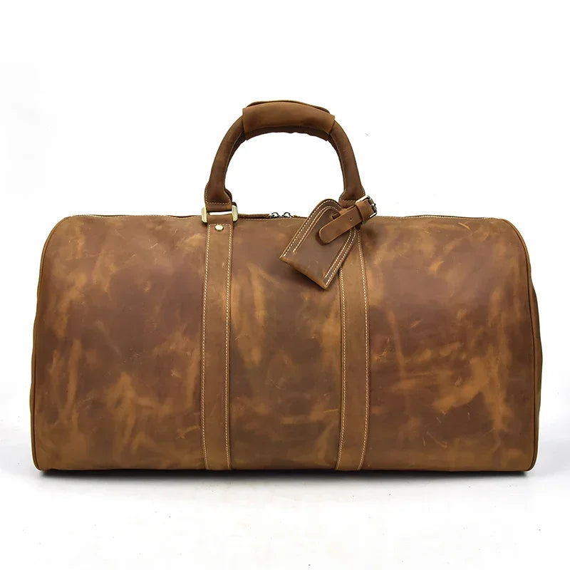 Sac en Cuir de Voyage pour Homme Marron - Sac Vintage Cylindrique