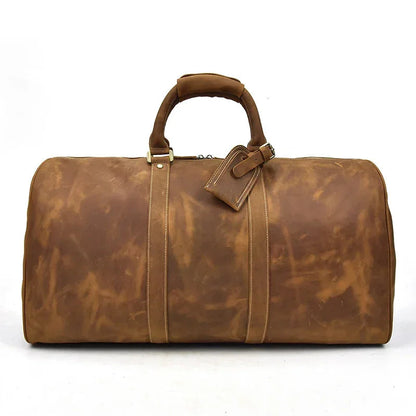 Sac en Cuir de Voyage pour Homme Marron - Sac Vintage Cylindrique