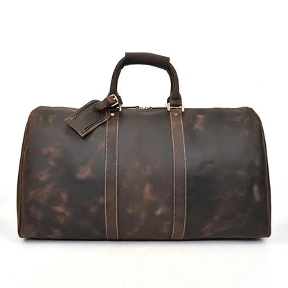 Sac en Cuir de Voyage pour Homme Marron - Sac Vintage Cylindrique