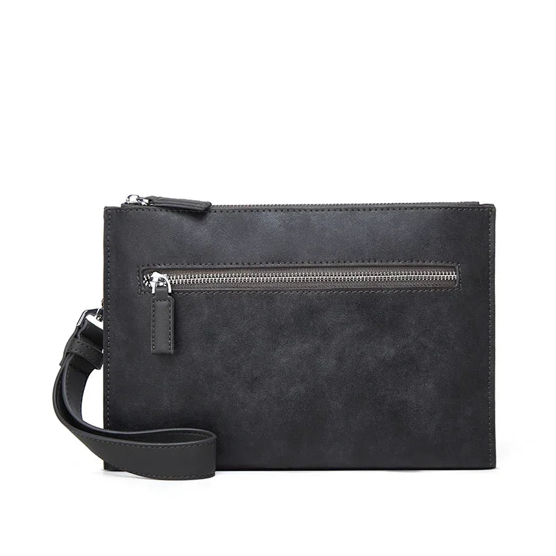 Sac Pochette Homme en Cuir, Compact avec Sangle Amovible
