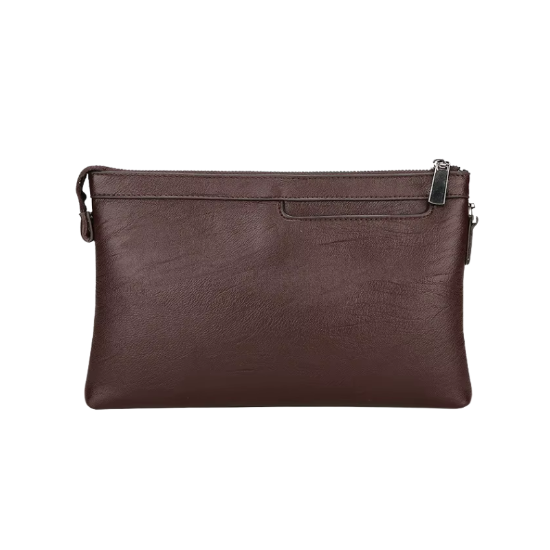 Sac Pochette pour Homme en Cuir, Compact avec Poche Zippée