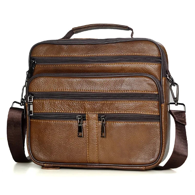 Sacoche de Poitrine Homme en Cuir Marron Foncé Triangulaire