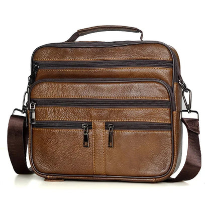 Sacoche de Poitrine Homme en Cuir Marron Foncé Triangulaire