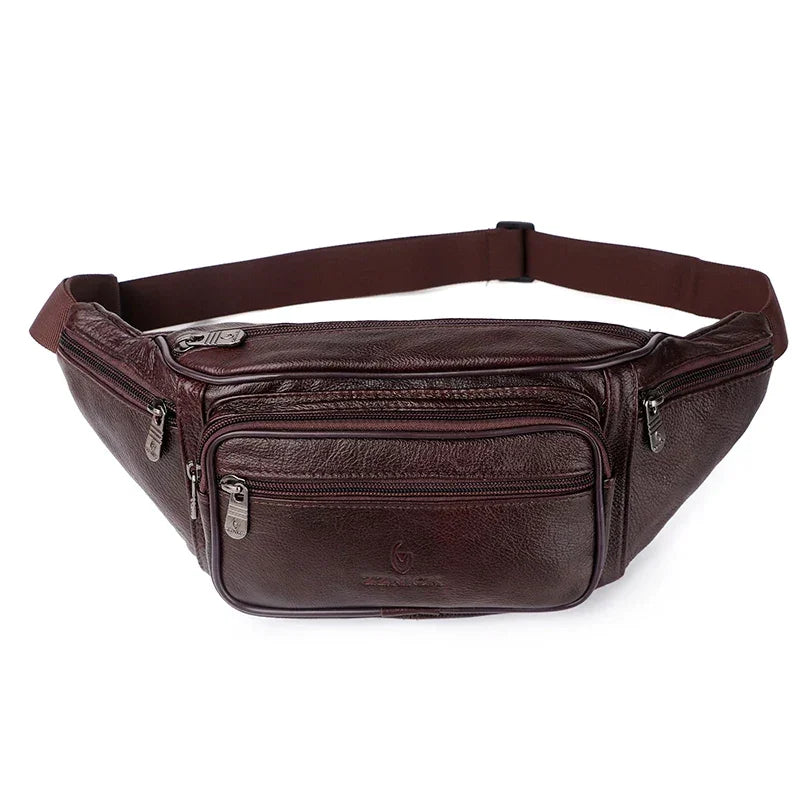 Sacoche Banane Cuir Homme, Multi-Poches et Sangle Ajustable