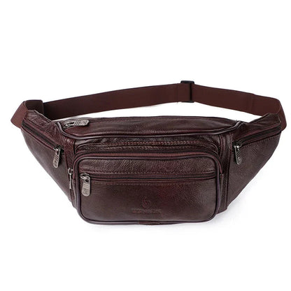 Sacoche Banane Cuir Homme, Multi-Poches et Sangle Ajustable