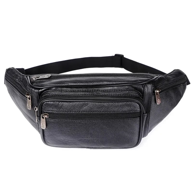 Sacoche Banane Cuir Homme, Multi-Poches et Sangle Ajustable