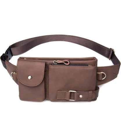 Sacoche Banane Luxe Homme en Cuir, Double Compartiment Marron