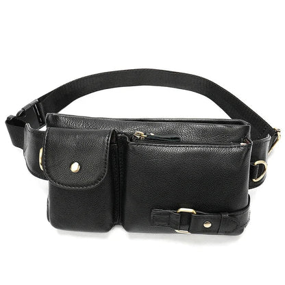 Sacoche Banane Luxe Homme en Cuir, Double Compartiment Marron