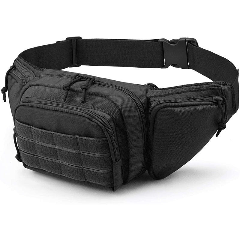 Sacoche Banane Homme Tactique, Multi-Poches Renforcées Noire