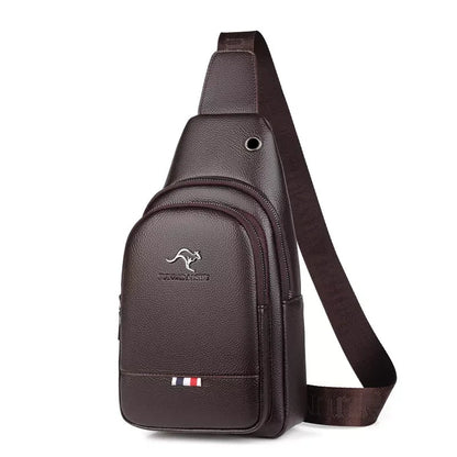 Sacoche Bandoulière Homme en Cuir, Compartiment Zippé Avant