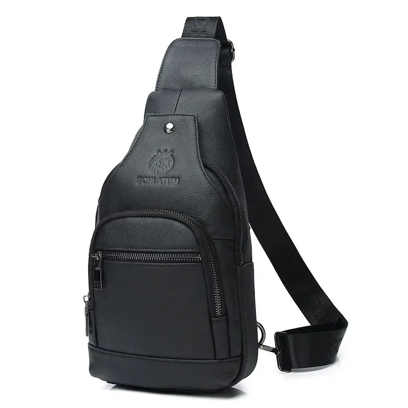 Sacoche Cuir Homme Bandoulière Noire Format Sling Compact
