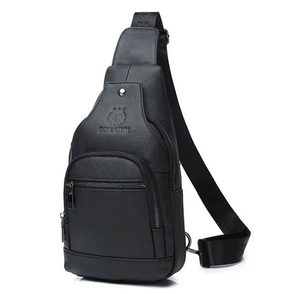 Sacoche Cuir Homme Bandoulière Noire Format Sling Compact