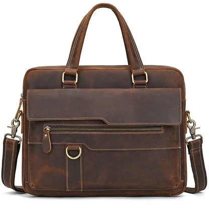 Sacoche Marron Homme Crazy Horse, Sac Cuir Grande Capacité