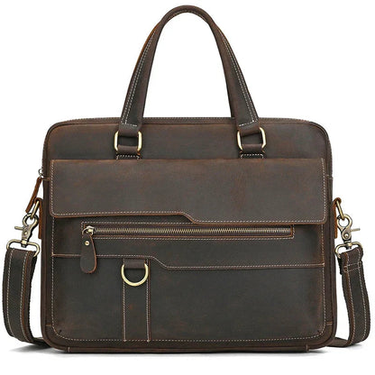 Sacoche Cuir Homme Moderne Poignées Doubles Marron Foncé