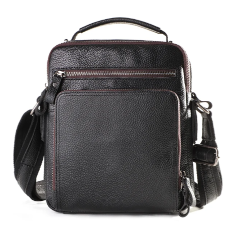 Sacoche Cuir Homme Vintage Marron Foncé Poignée Bandoulière