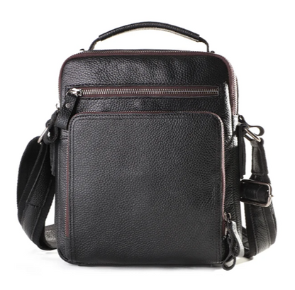 Sacoche Cuir Homme Vintage Marron Foncé Poignée Bandoulière