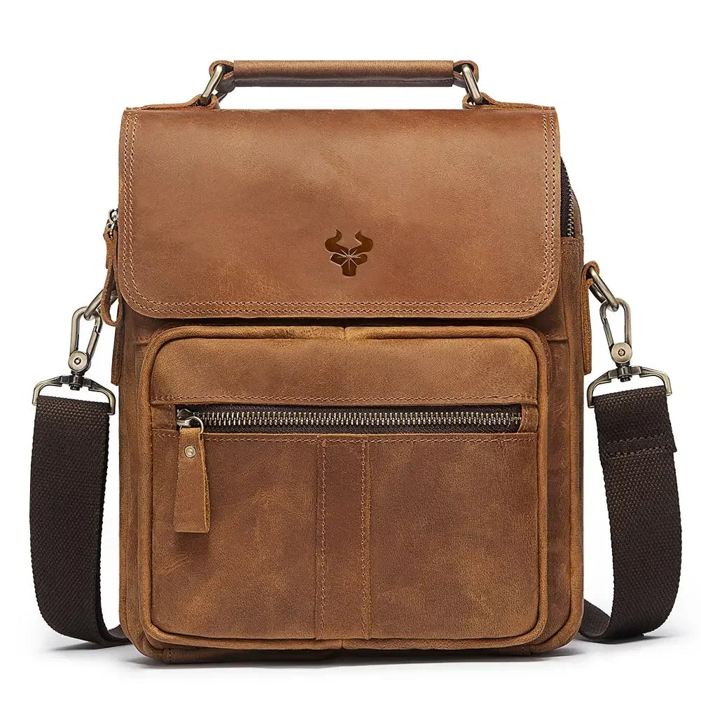 Pochette Homme en Cuir pour Ceinture Marron - Anneau Laiton