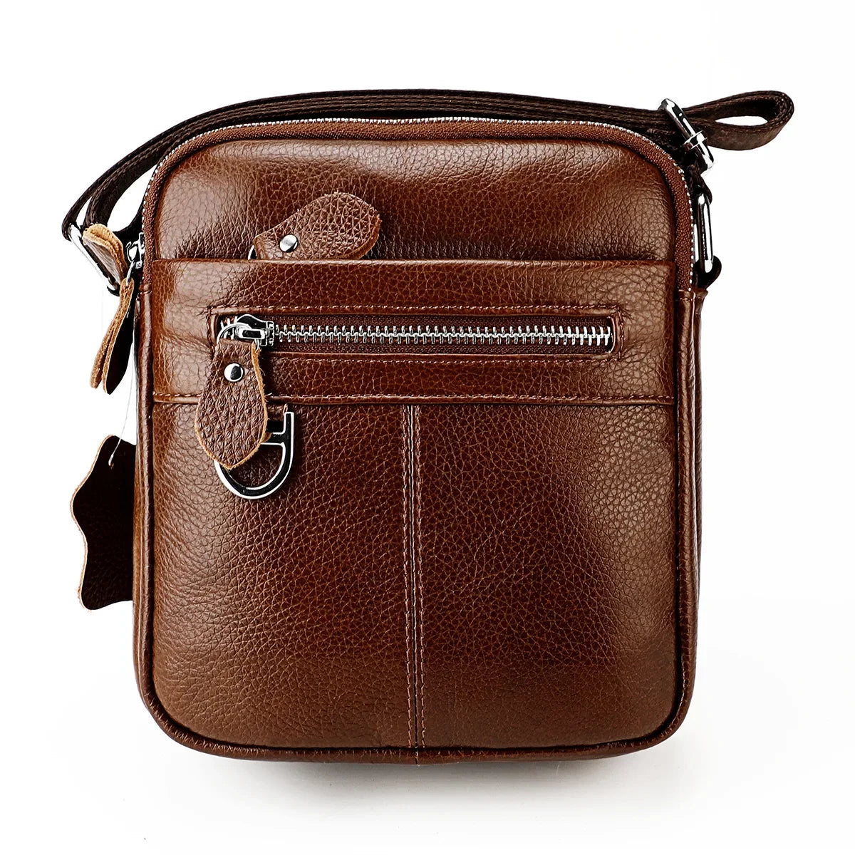 Sacoche en Cuir Bandoulière pour Homme Noire Poche Zippée Discrète