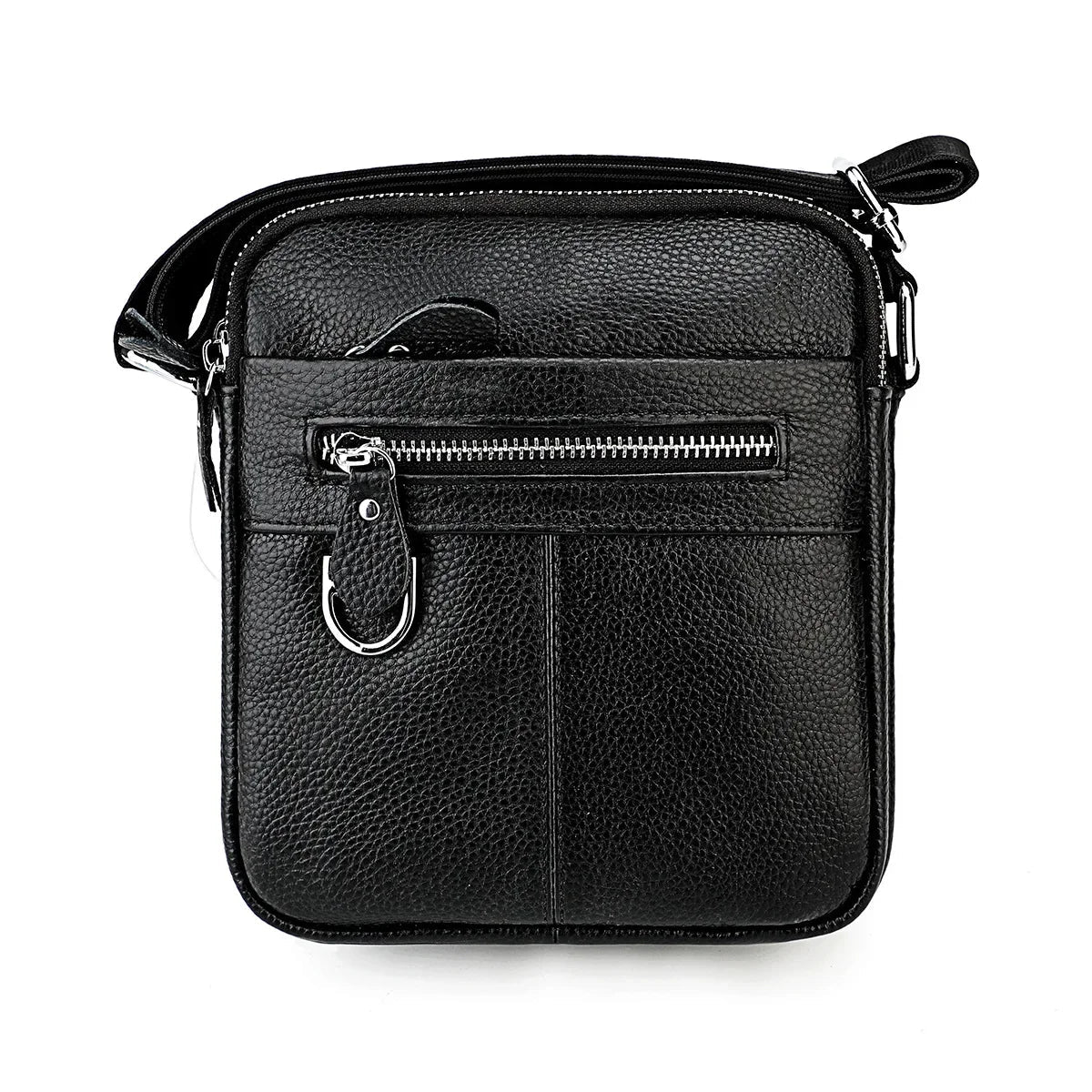 Sacoche en Cuir Bandoulière pour Homme Noire Poche Zippée Discrète