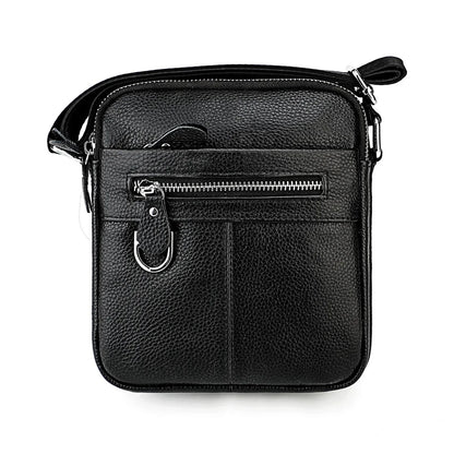 Sacoche en Cuir Bandoulière pour Homme Noire Poche Zippée Discrète