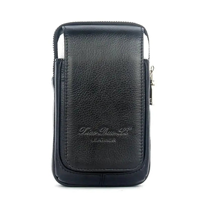 Sacoche Homme Ceinture Marron Foncé Format Vertical Compact