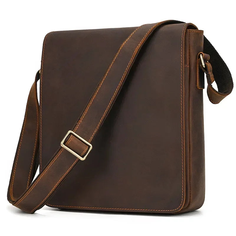 Sacoche Homme Cuir Luxe Marron, Sac Messager à Rabat Vintage