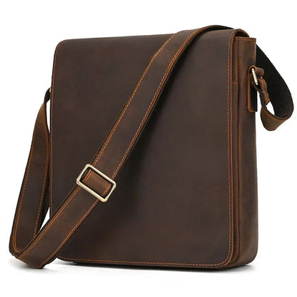 Sacoche Homme Cuir Luxe Marron, Sac Messager à Rabat Vintage
