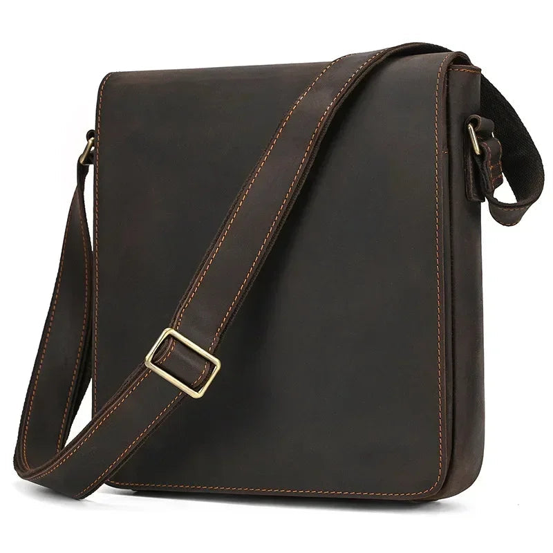 Sacoche Homme Cuir Luxe Marron, Sac Messager à Rabat Vintage