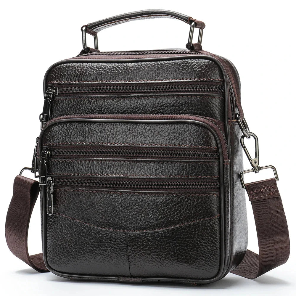 Sacoche Homme en Tissu Beige - Sac Bandoulière Toile Multipoche