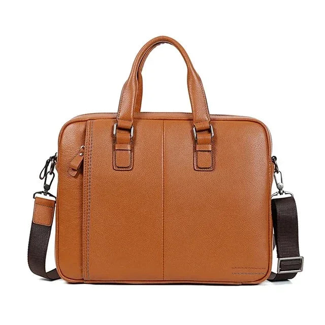 Sacoche Homme Cuir Ordinateur, Cartable à Poignées Doubles