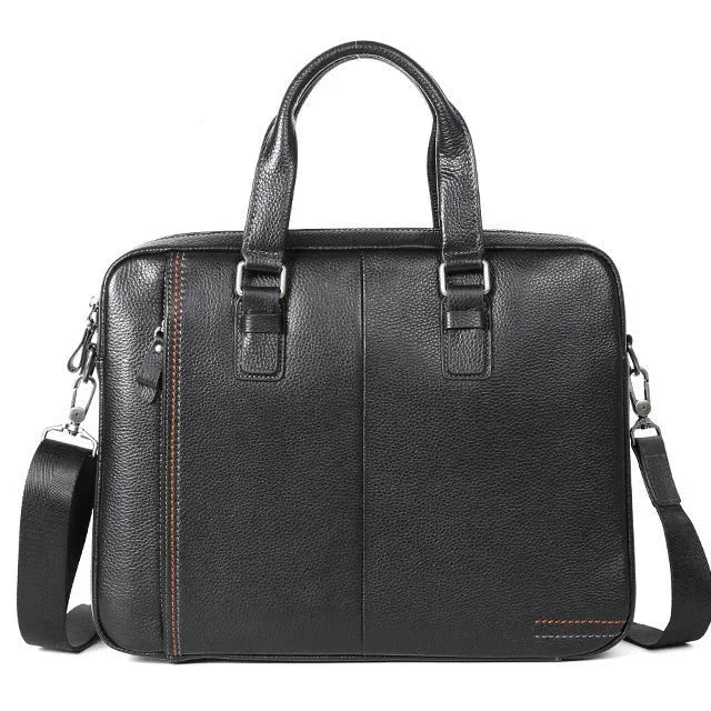 Sacoche Homme Cuir Ordinateur, Cartable à Poignées Doubles