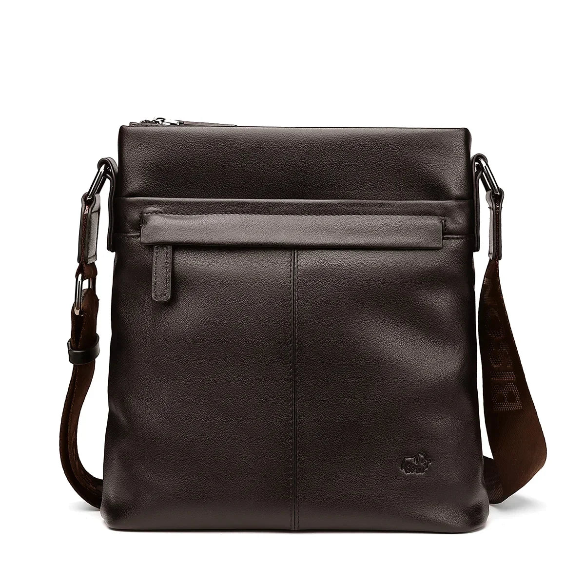 Sacoche Homme Cuir Souple Noire, Sac Bandoulière au Logo