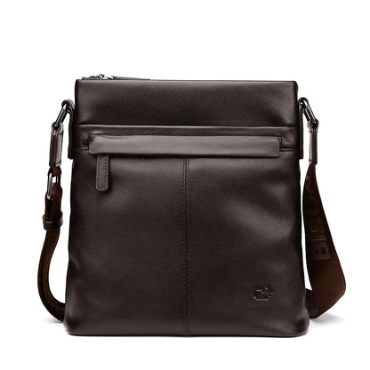 Sacoche Homme Cuir Souple Noire, Sac Bandoulière au Logo