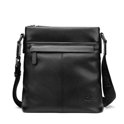 Sacoche Homme Cuir Souple Noire, Sac Bandoulière au Logo